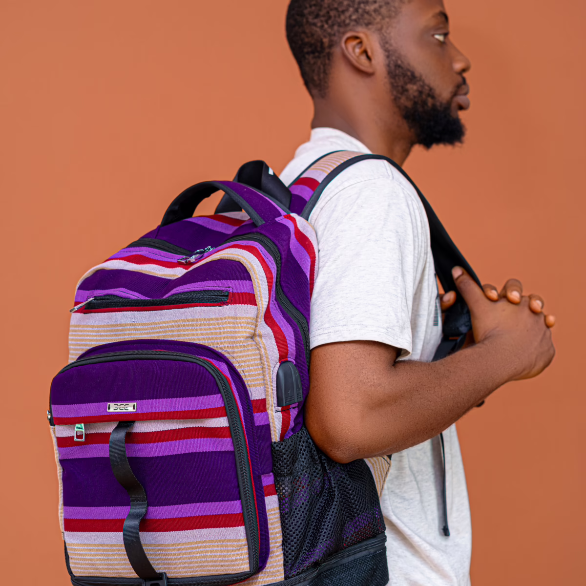 Tech-Enabled Aso Oke Backpack – African Smart Bag